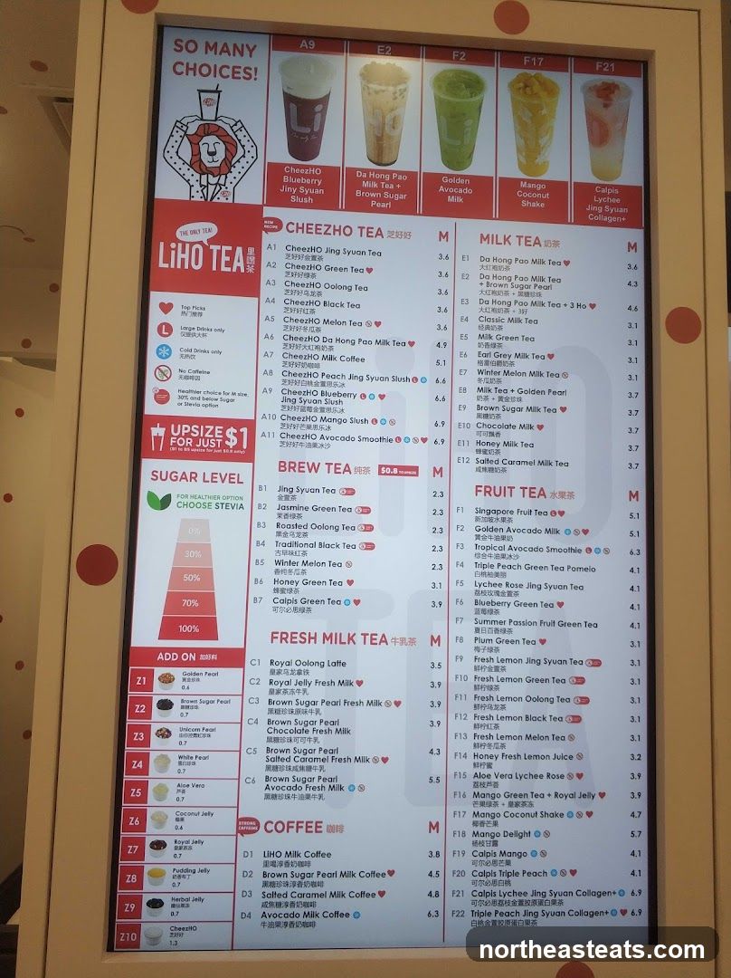 LIHO TEA Menu