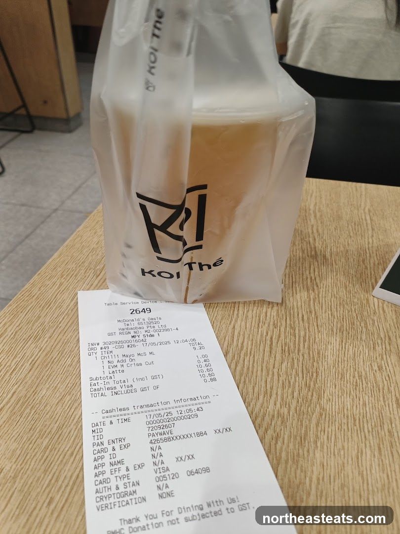 KOI The Drink and Receipt