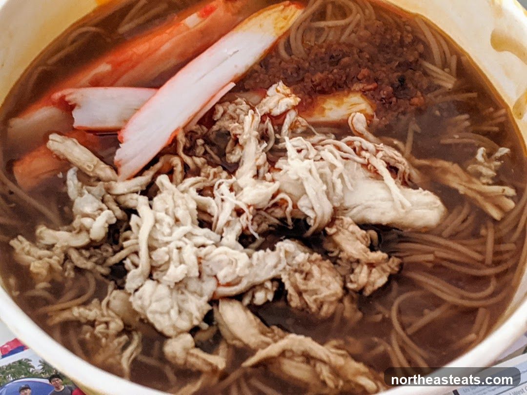 Noodle Soup with Crab Sticks and Shredded Chicken