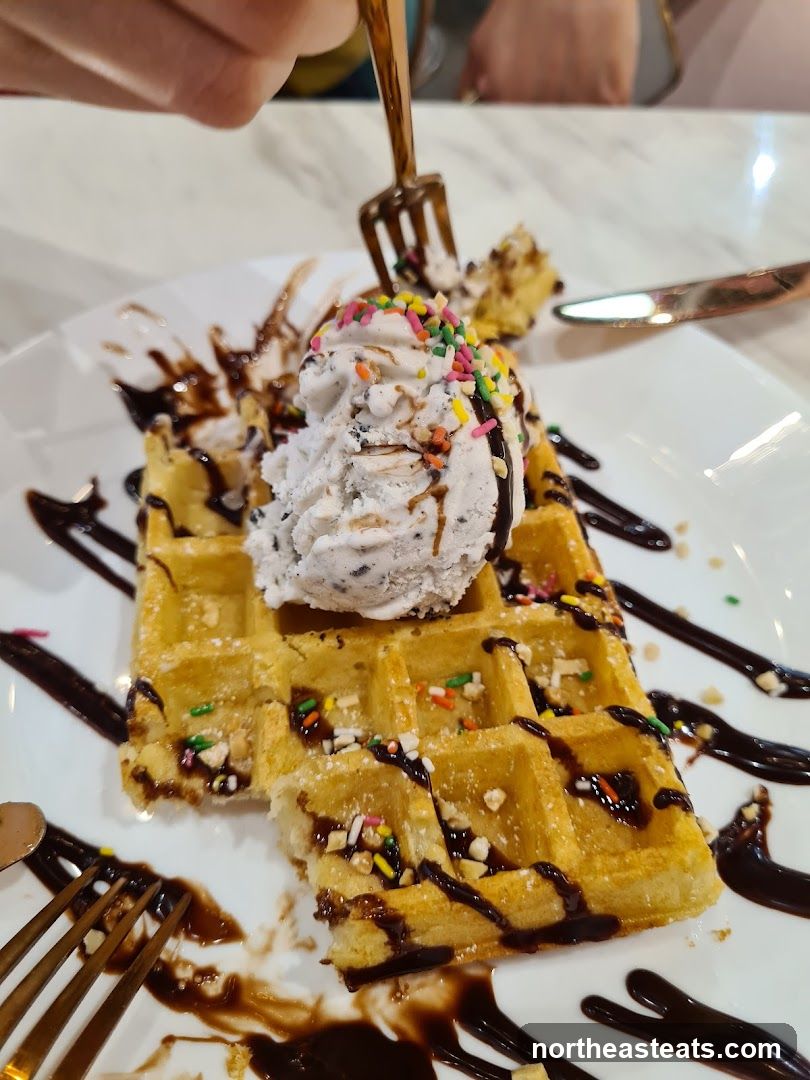 Waffle with Ice Cream and Sprinkles