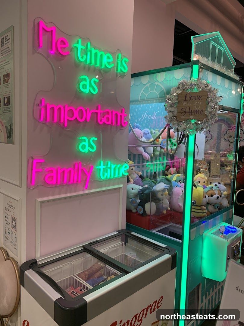 Neon Sign and Claw Machine