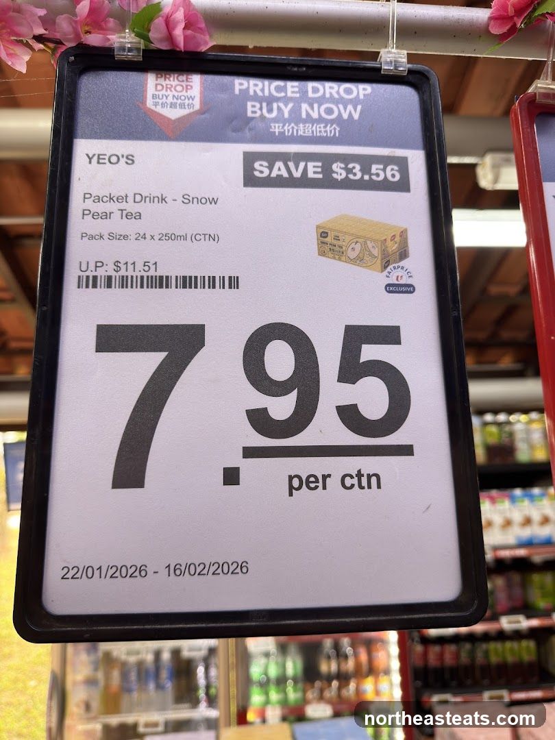 Price Drop Sign for Yeo's Snow Pear Tea