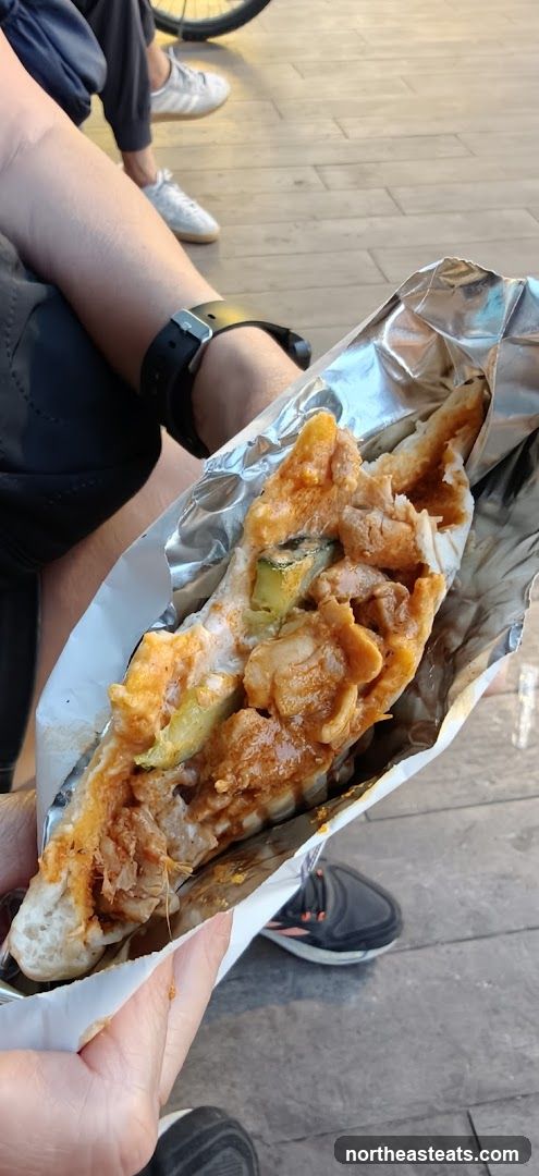 Close-up of a wrapped sandwich