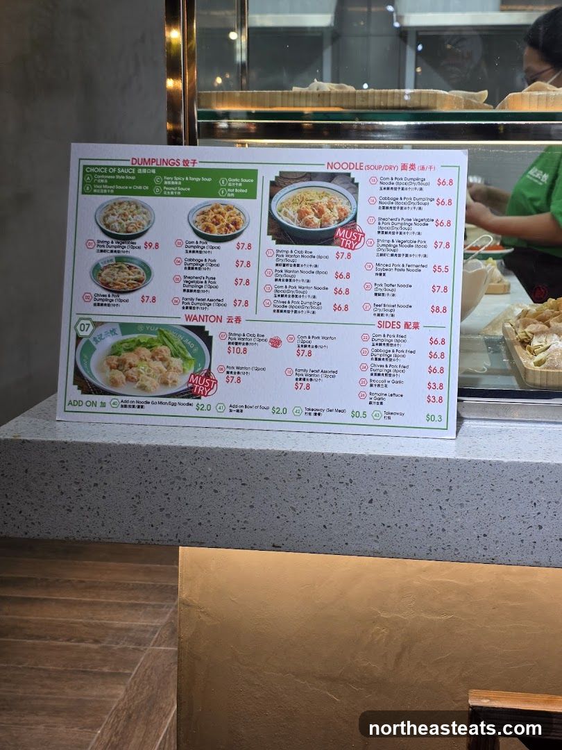 Dumplings, Noodles, and Sides Menu