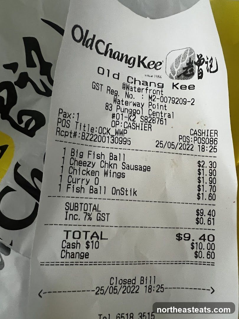 Old Chang Kee Receipt