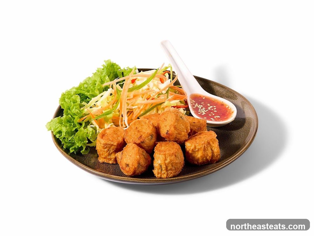 Fried Rolls with Salad and Sauce