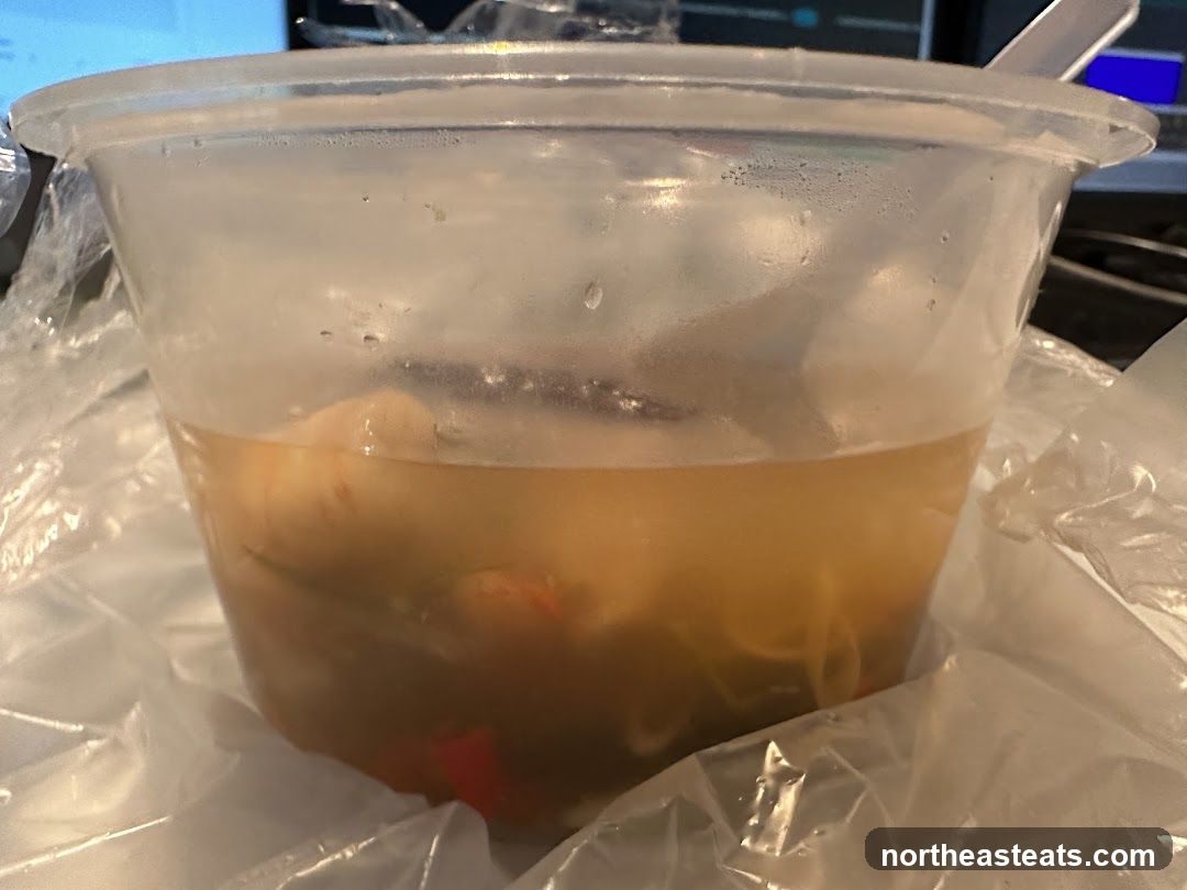 Soup in a to-go container