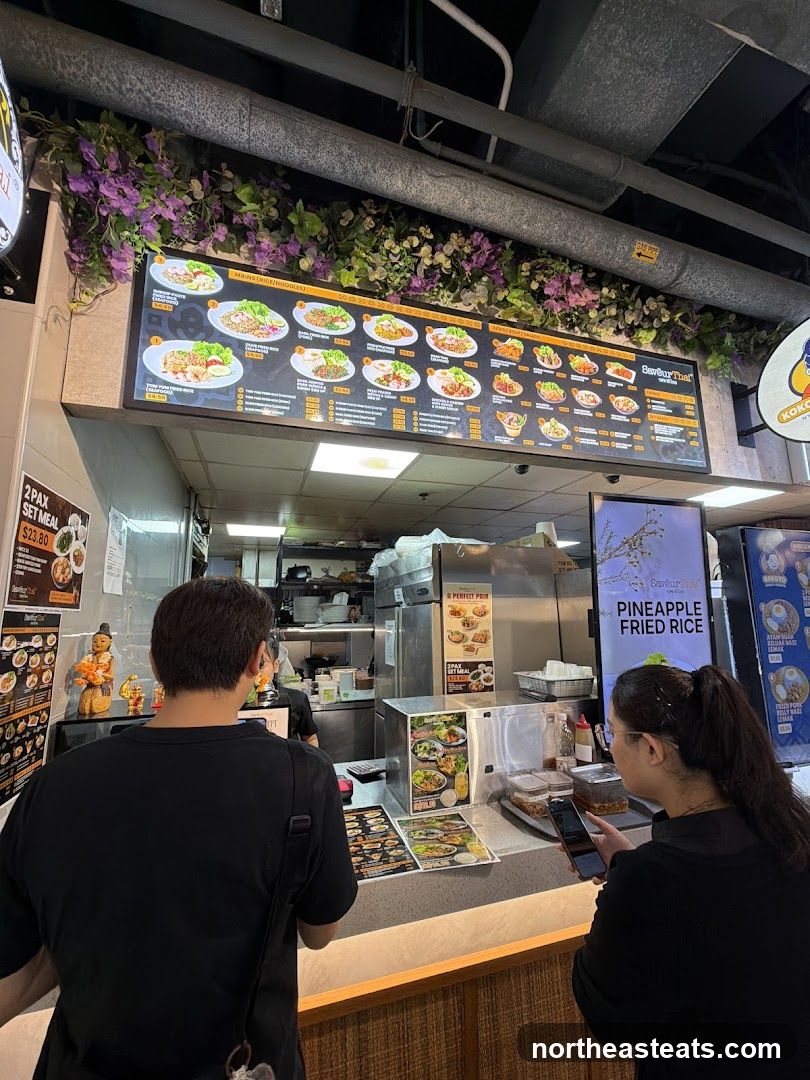 Food Stall Menu and Customers