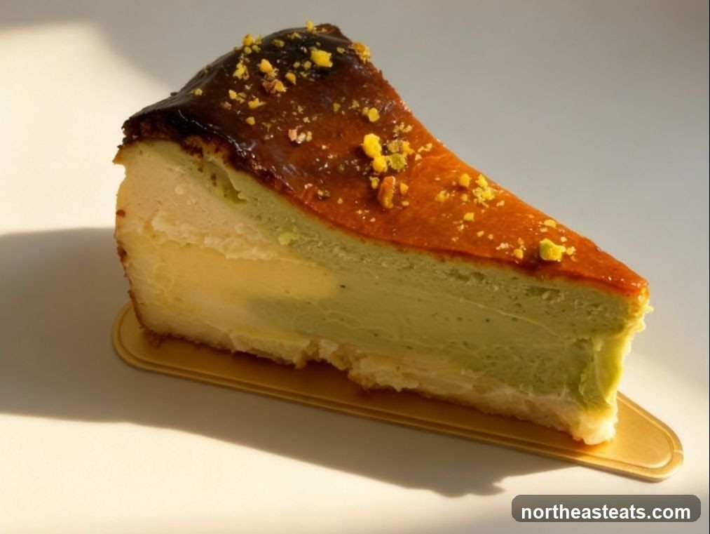 Slice of Matcha Cheesecake