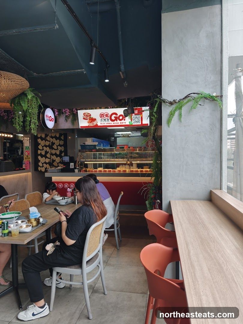 Interior of a restaurant with customers