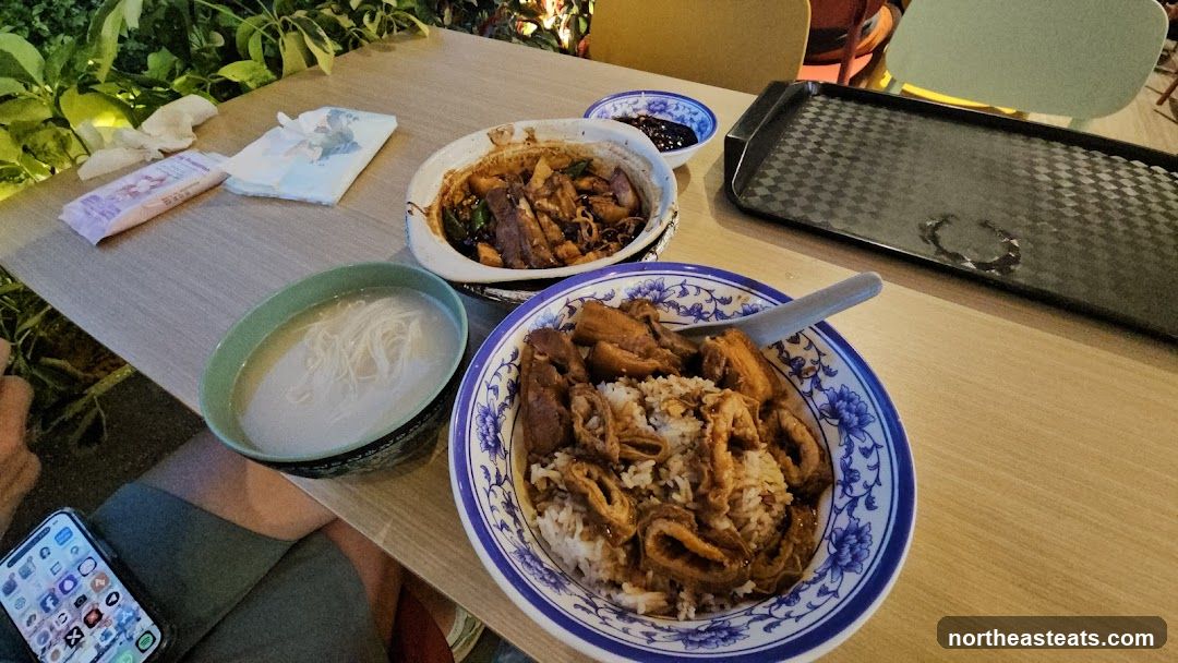 Table with food and phone