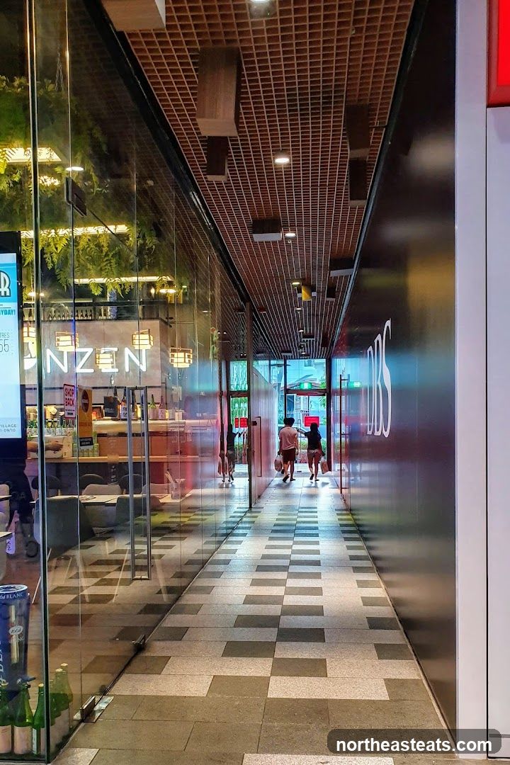 Modern Hallway with Storefront Reflection