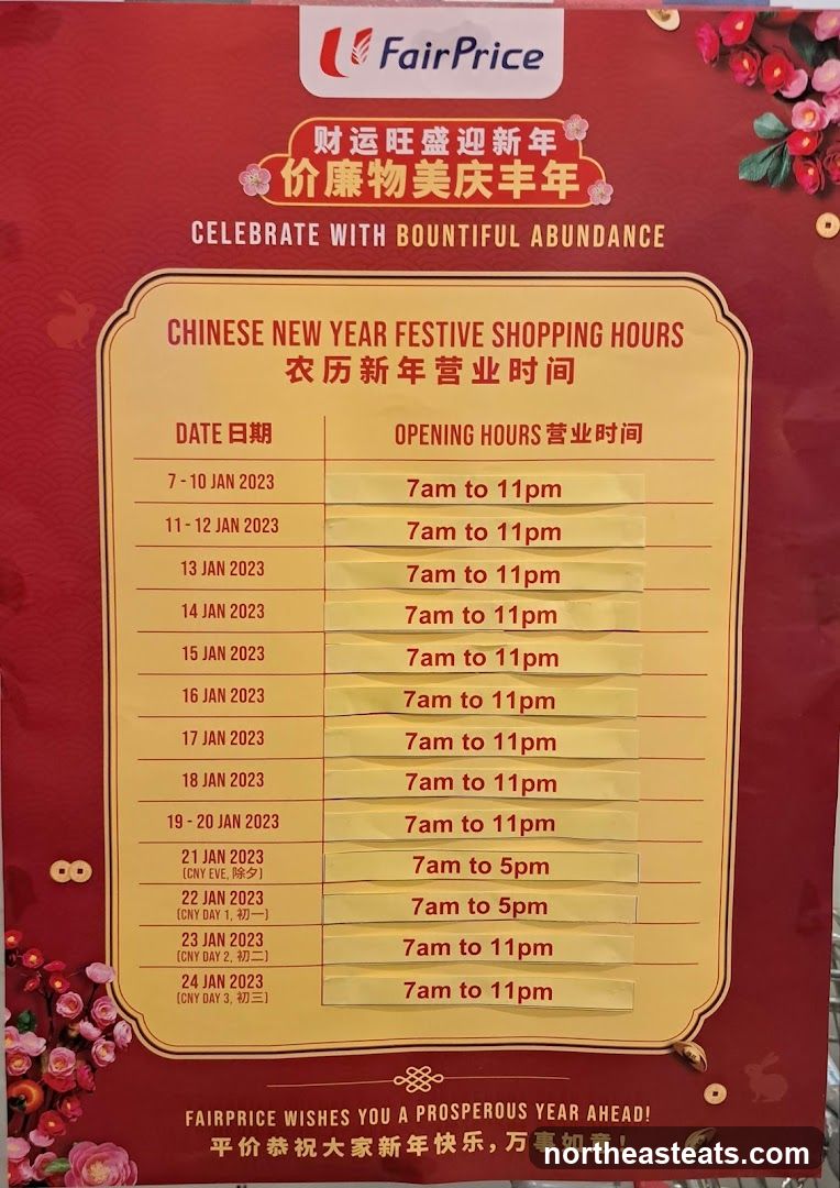 FairPrice Chinese New Year Festive Shopping Hours