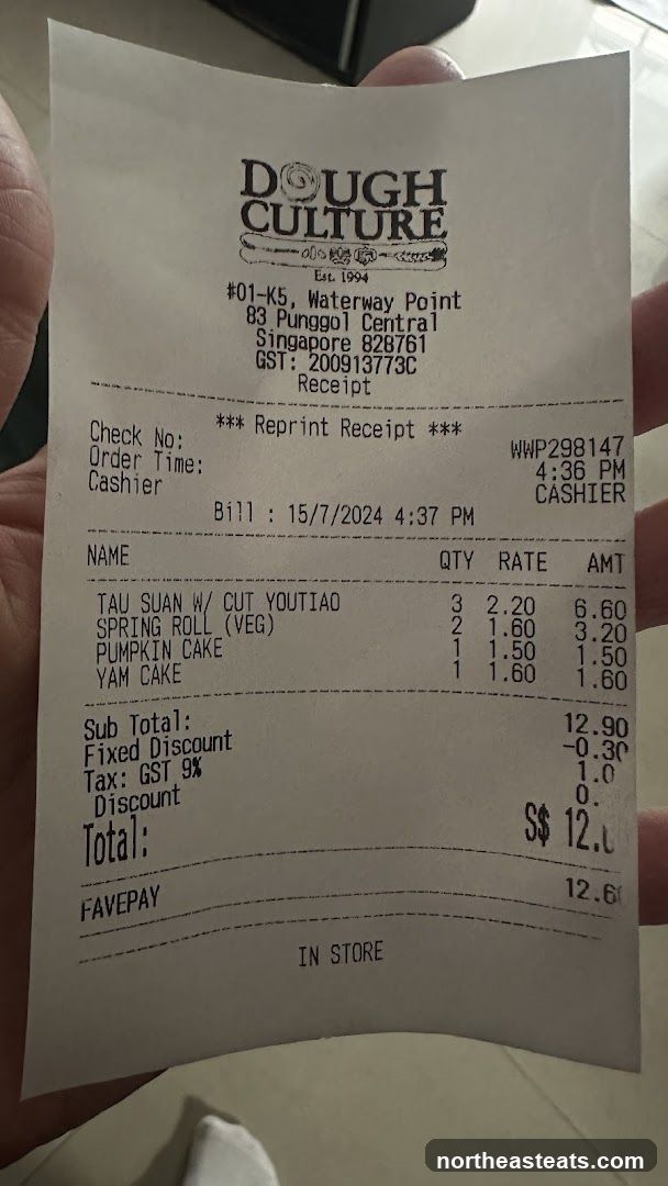 Receipt from Dough Culture