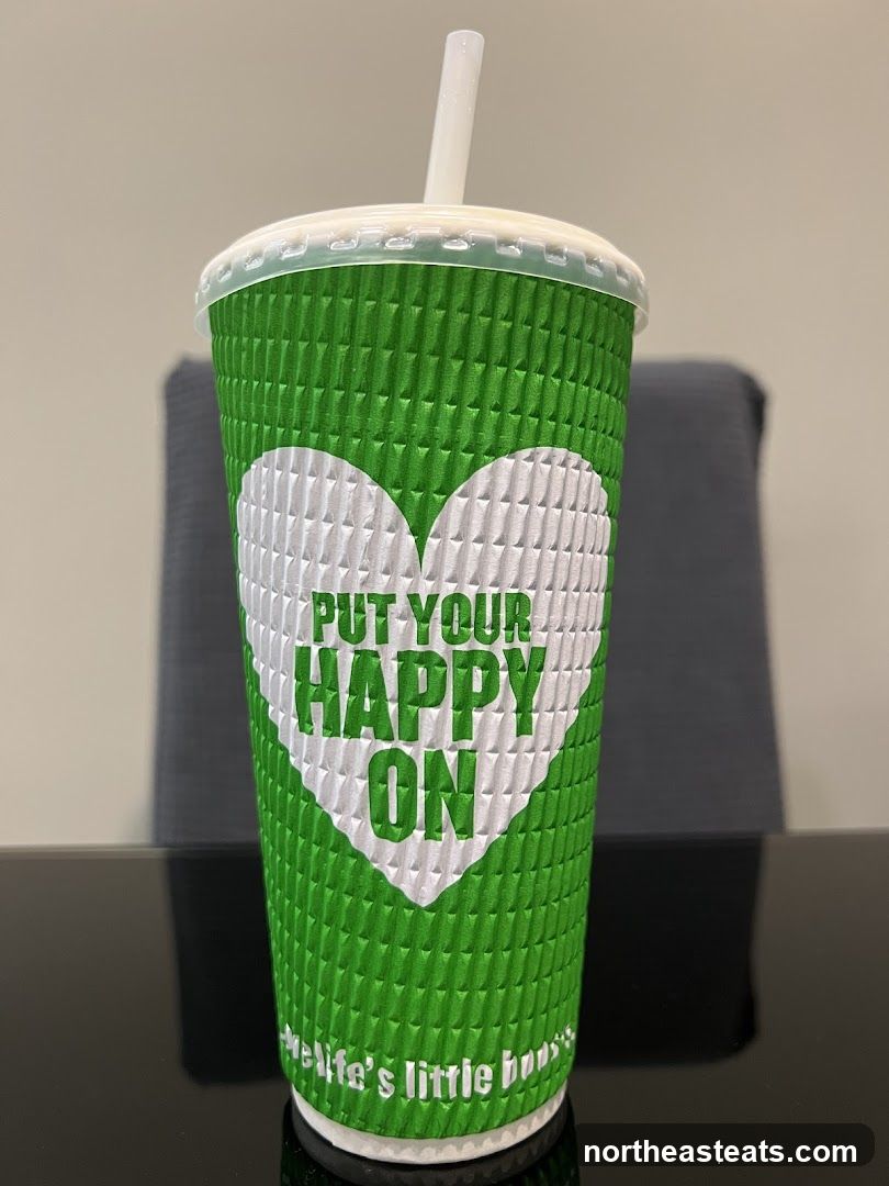 Green cup with heart design