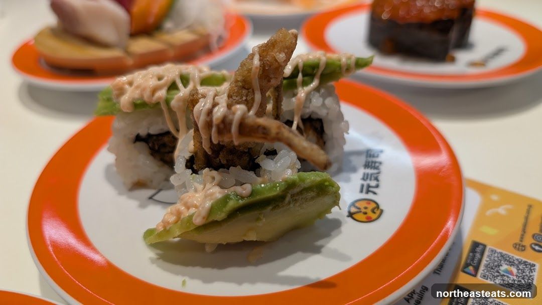 Sushi Rolls with Avocado and Crispy Topping