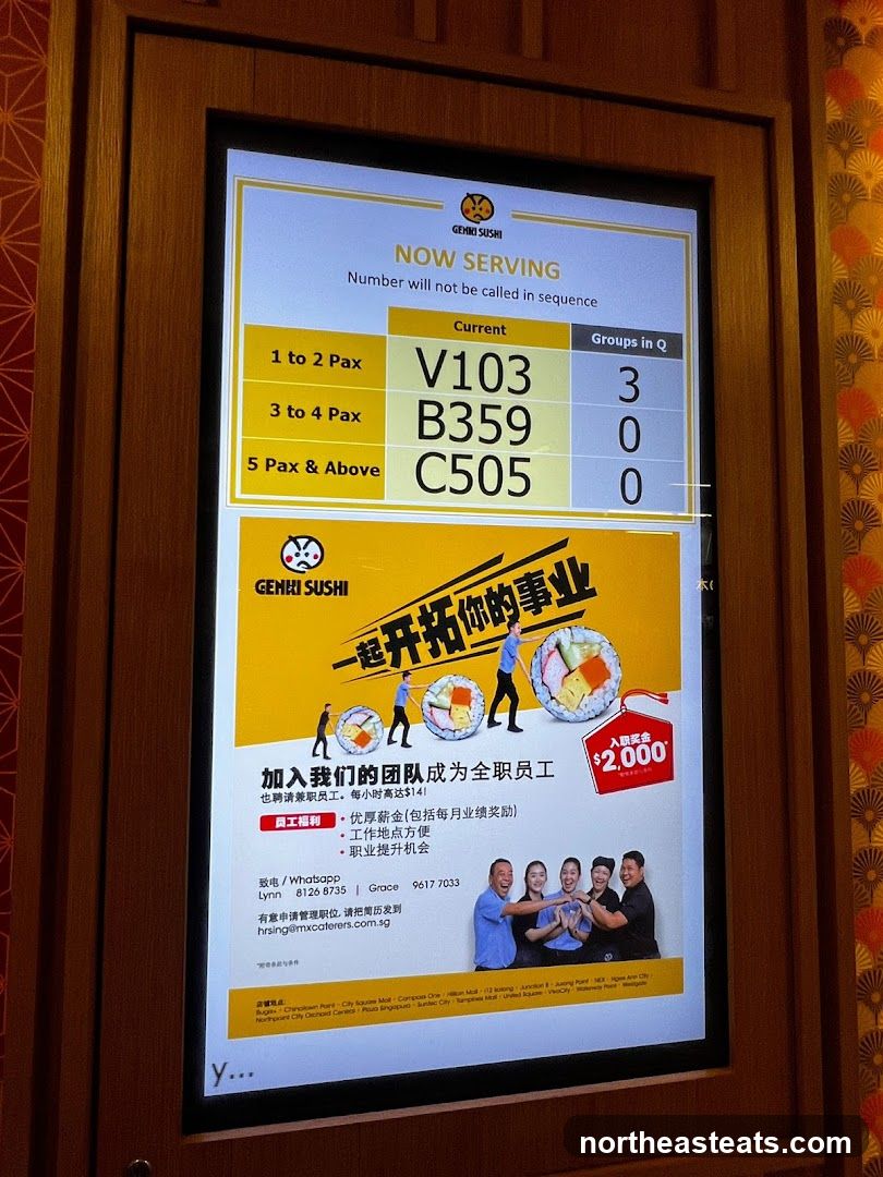 Genki Sushi Waiting List and Recruitment Poster