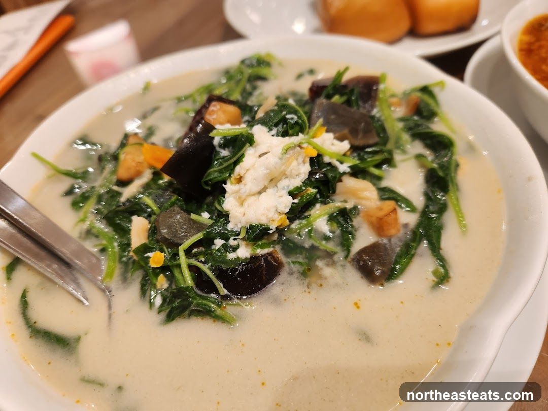 Spinach and Century Egg Soup