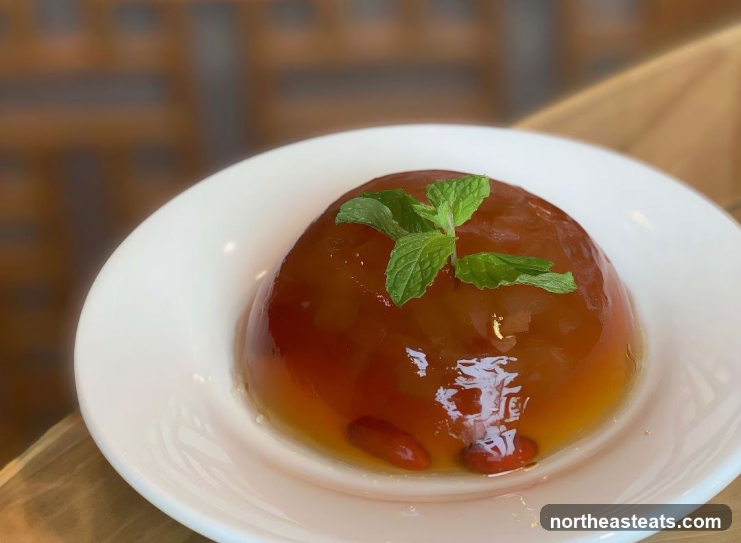 Jelly Dessert with Mint and Goji Berries