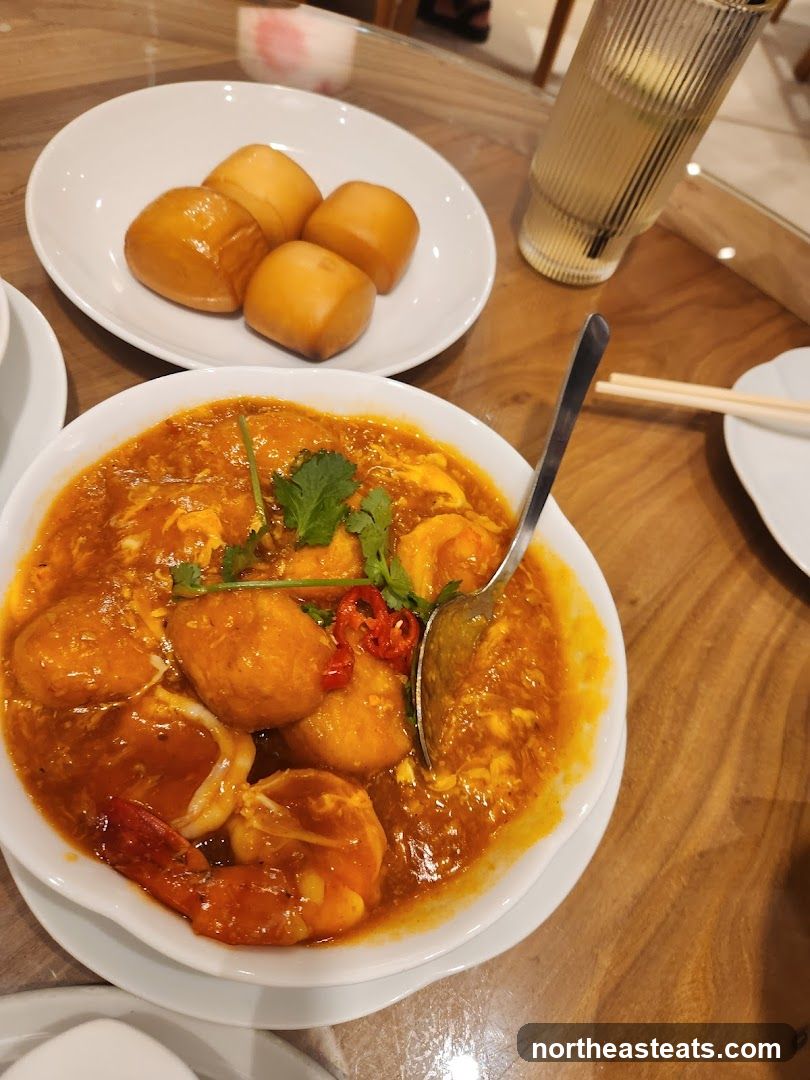 Shrimp and Tofu Dish with Fried Mantou