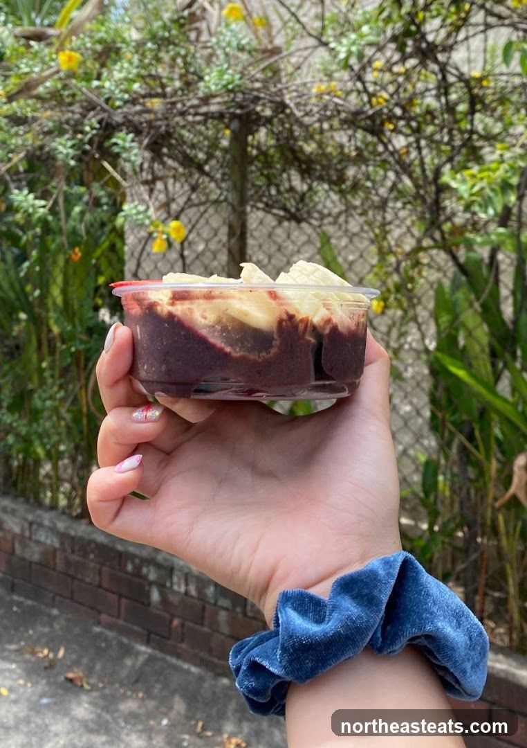 Açaí bowl with banana and wafer topping