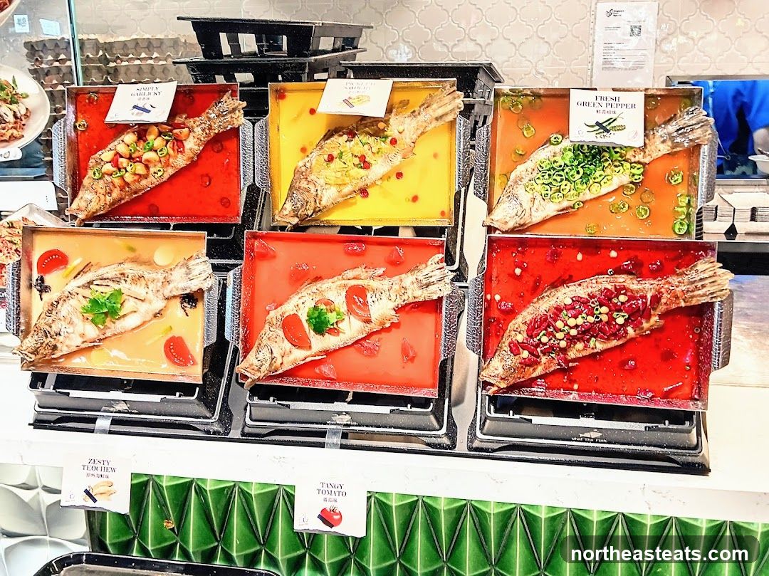 Display of Prepared Fish Dishes