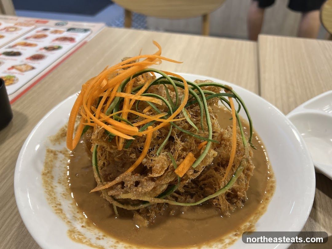 Fried Dish with Sauce and Garnish