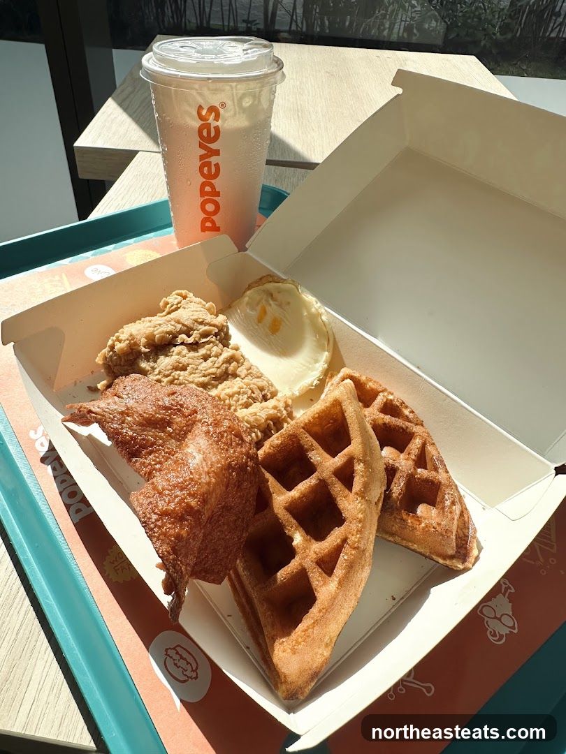 Popeyes Chicken and Waffles Meal