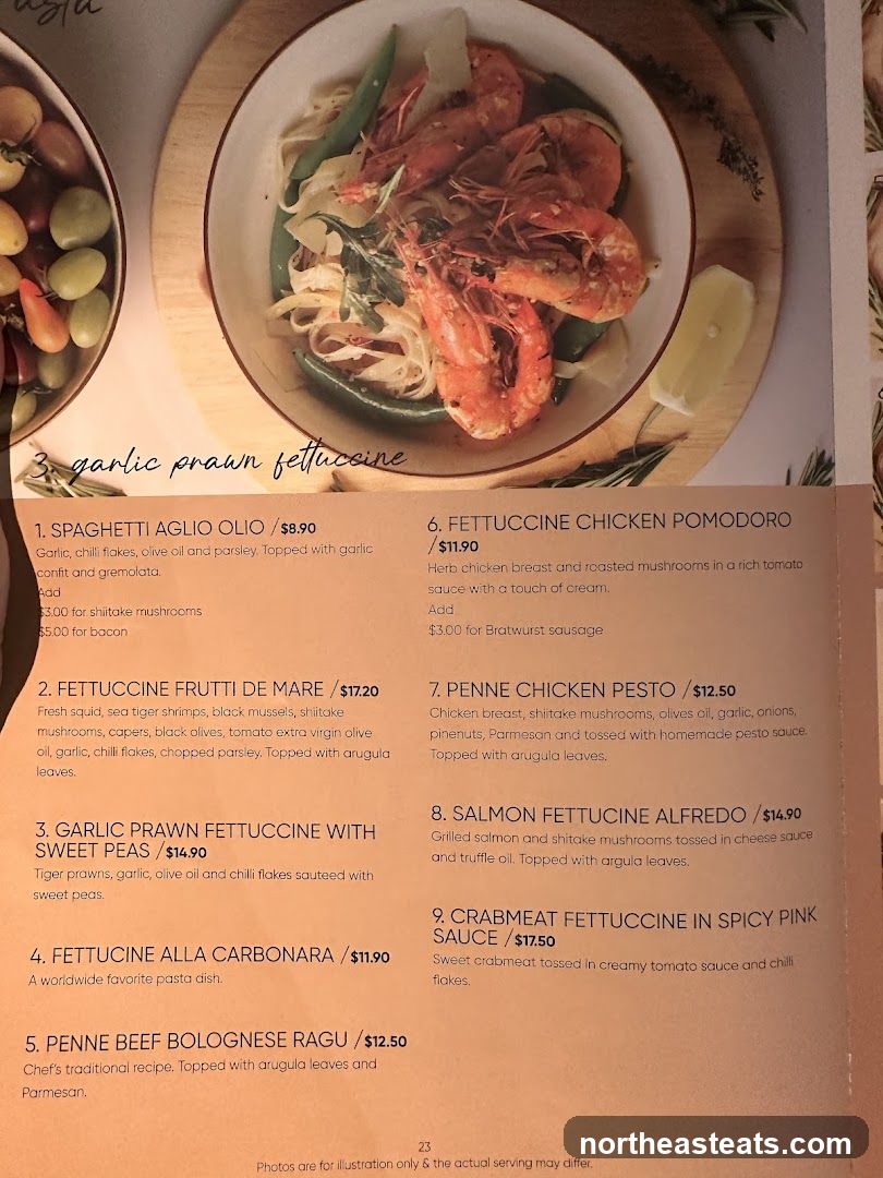 Pasta Menu
