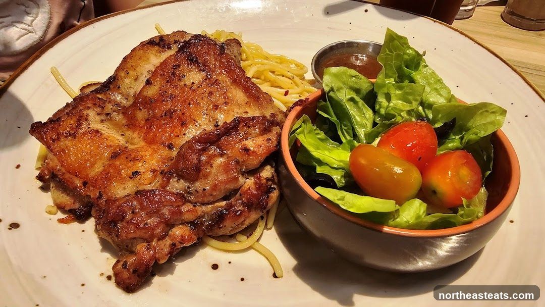 Grilled Chicken with Pasta and Salad