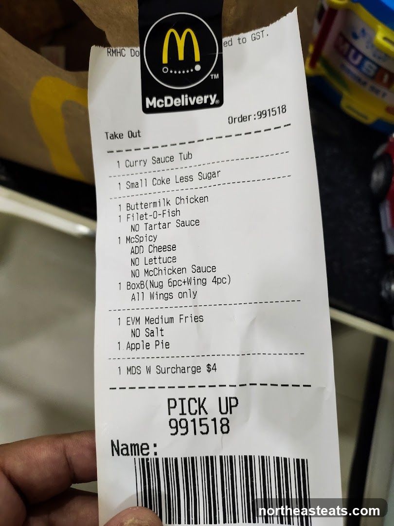 McDonald's Delivery Receipt