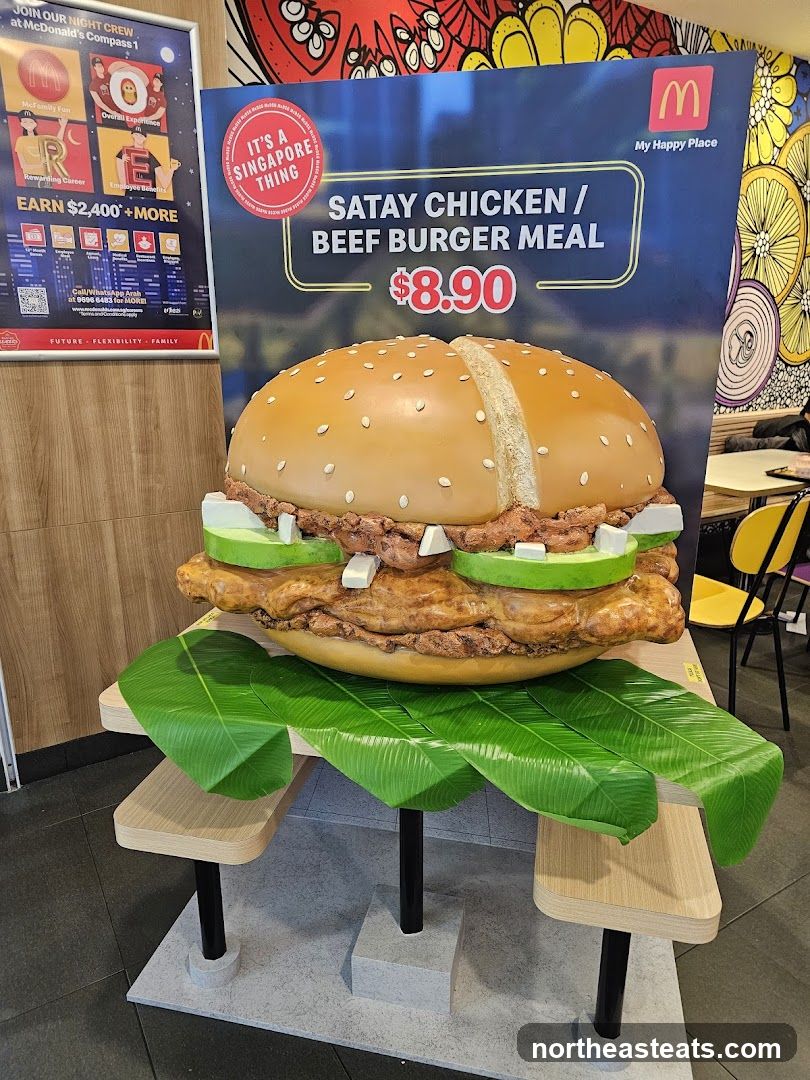 McDonald's Satay Chicken / Beef Burger Meal Display