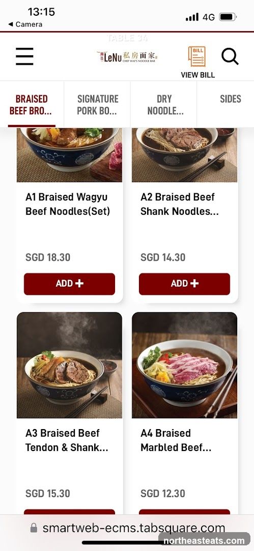 LeNu Chef Ways Noodle Bar Menu
