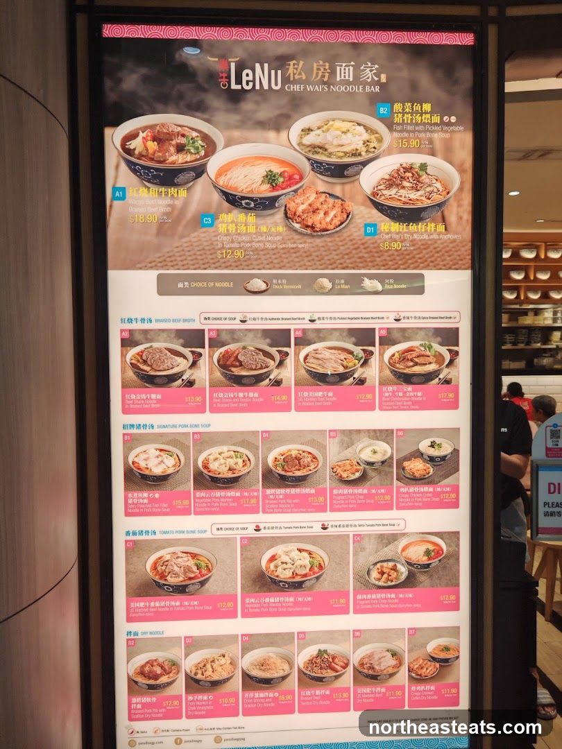 LeNu Chef Wai's Noodle Bar Menu