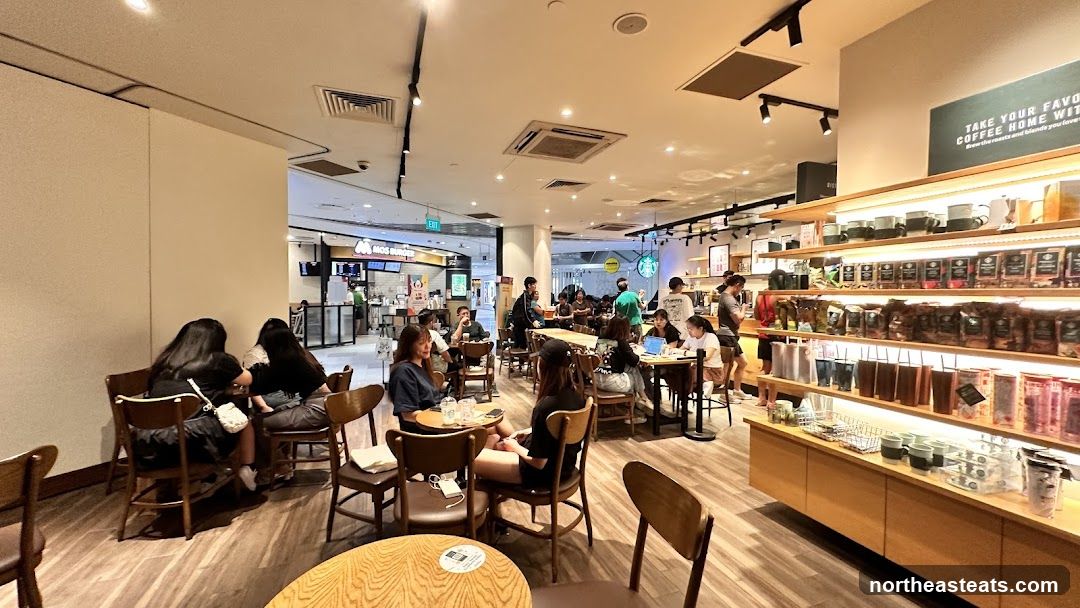 Busy cafe interior with customers