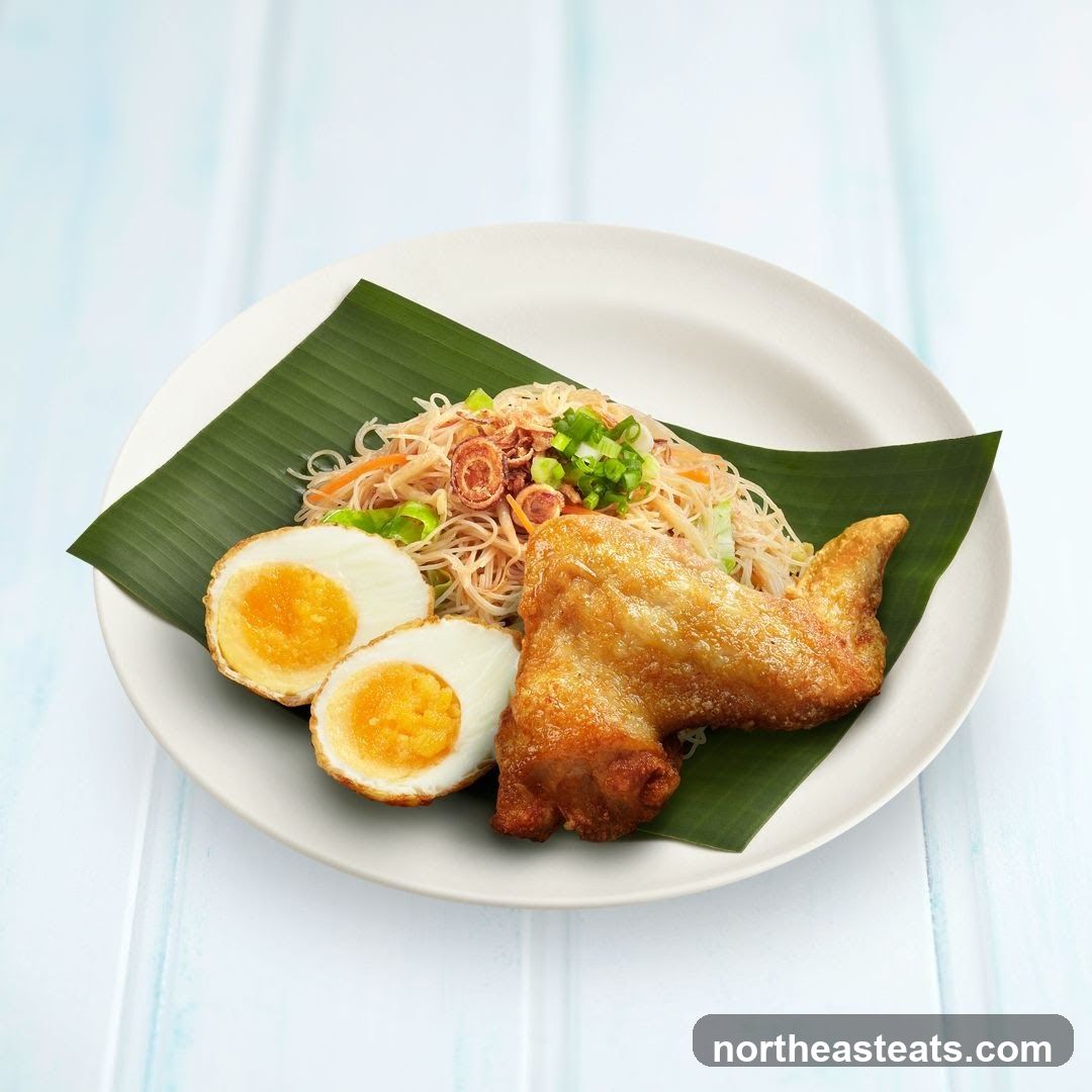 Fried Chicken Wing with Noodles and Eggs