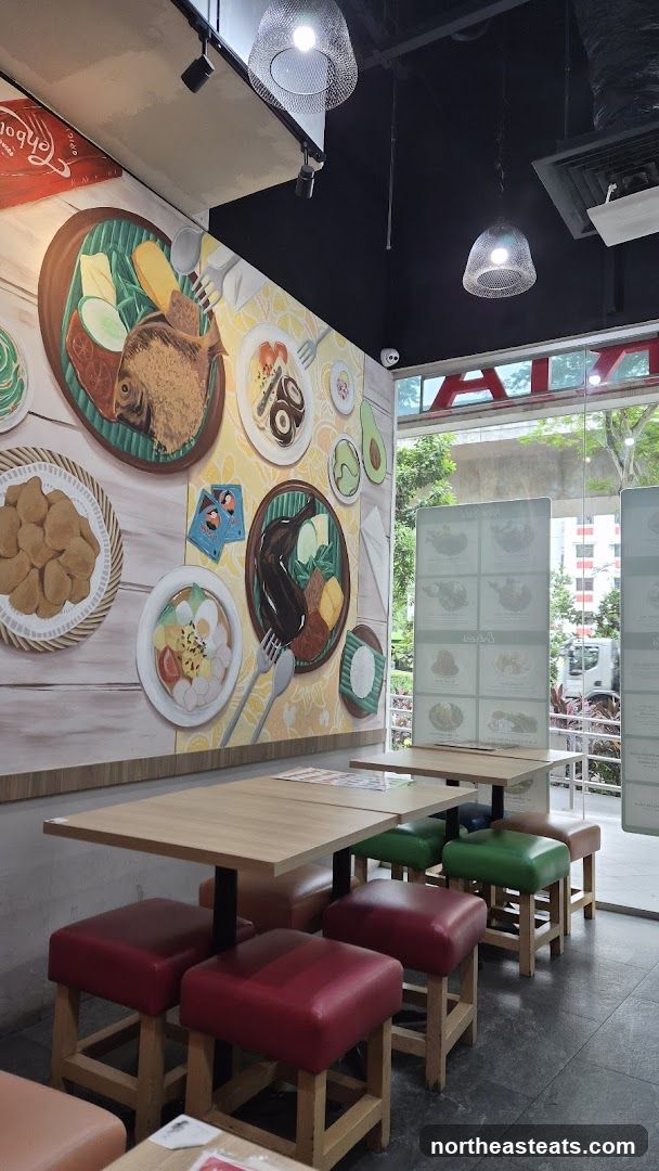 Restaurant Interior with Food Murals