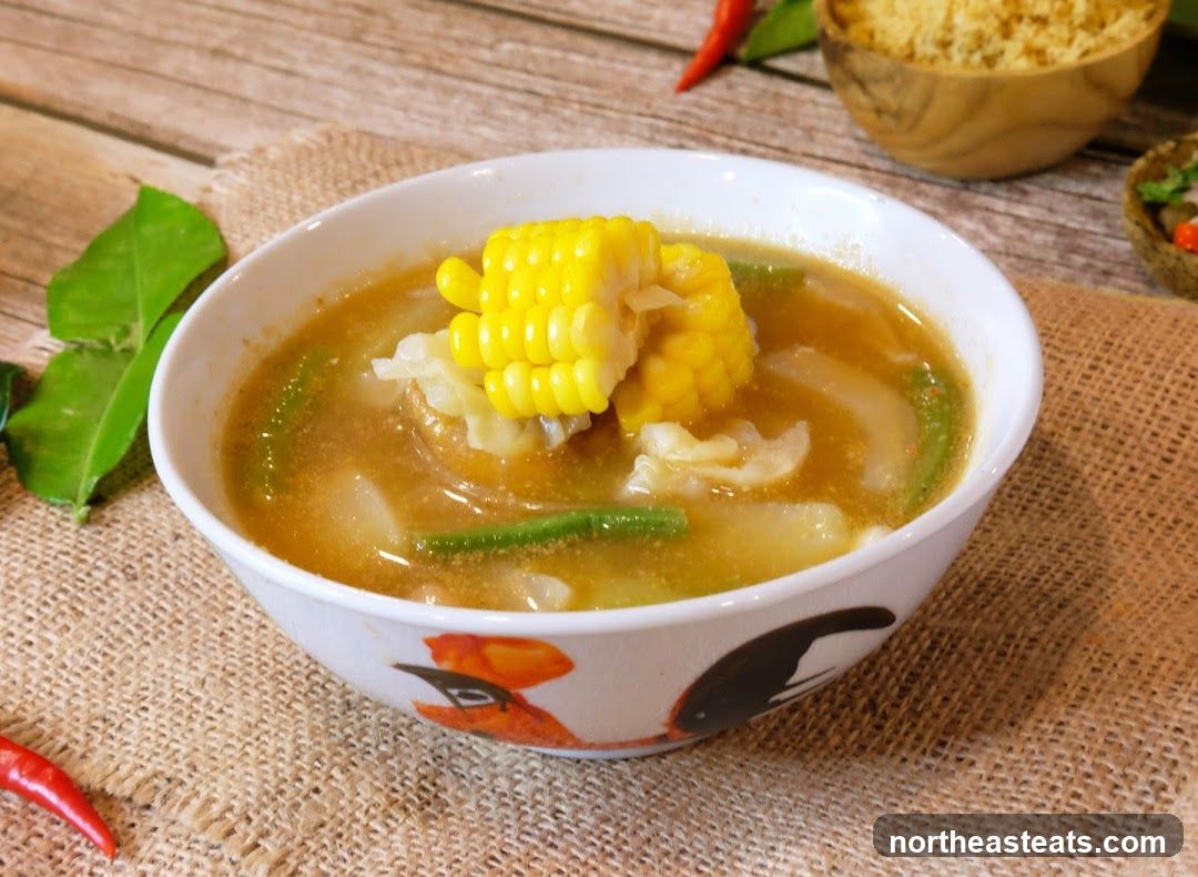 Bowl of Soup with Corn and Vegetables