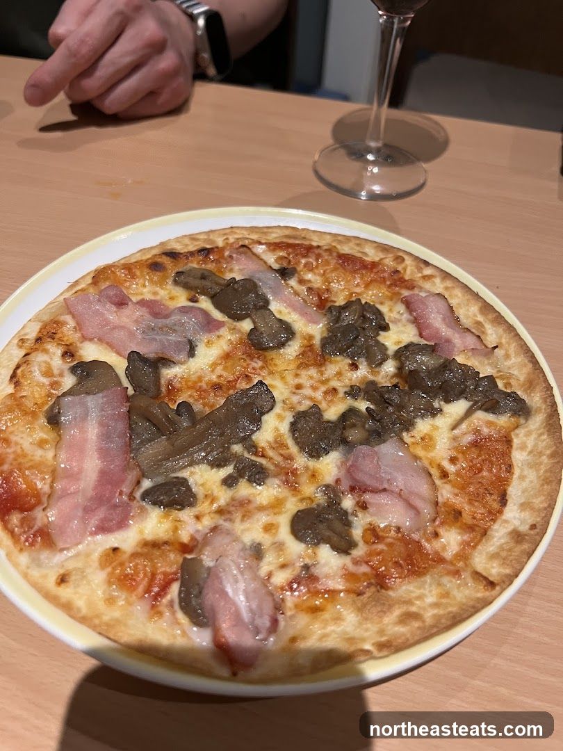 Pizza with Bacon and Mushrooms