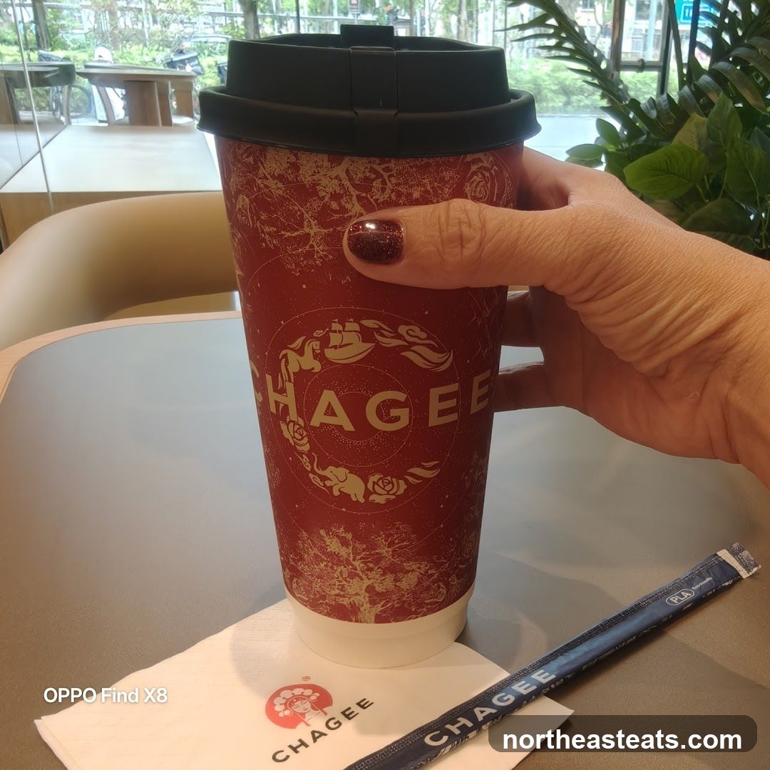 Chagee branded cup and napkin