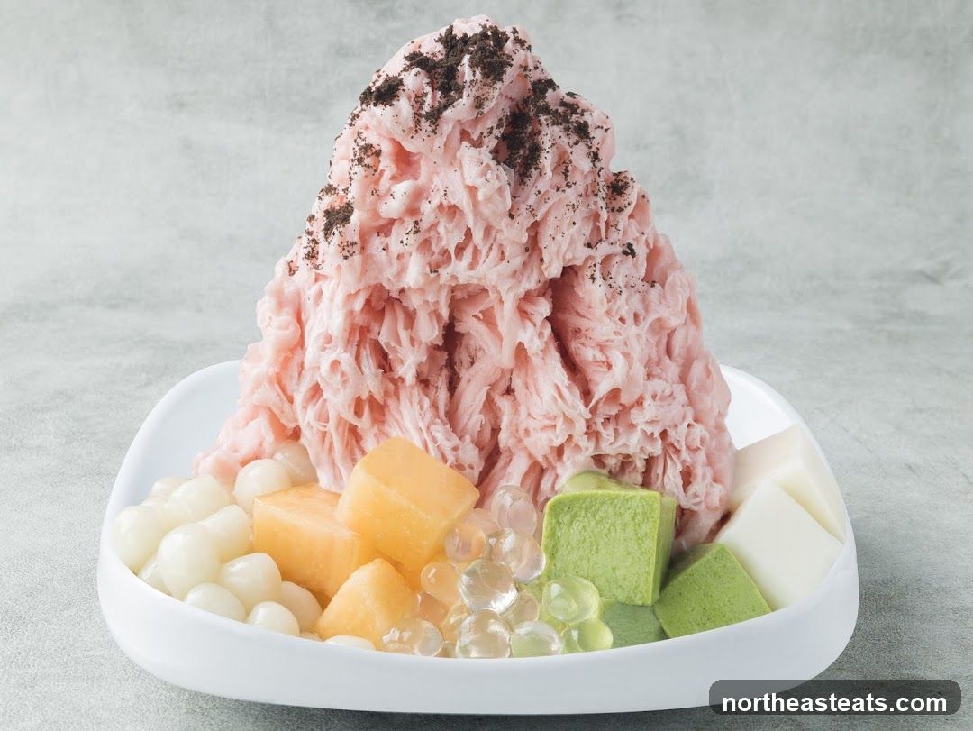 Pink Shaved Ice Dessert