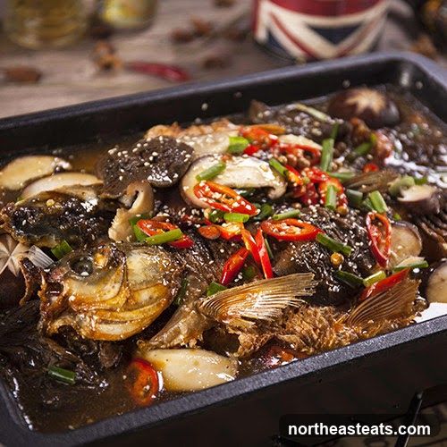 Roasted Fish with Mushrooms and Chili