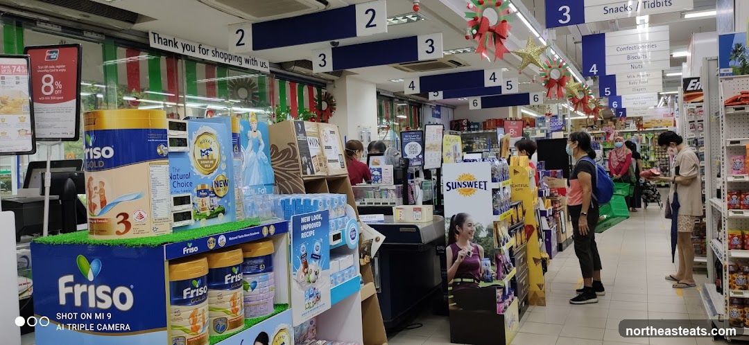 Supermarket aisle with promotional displays