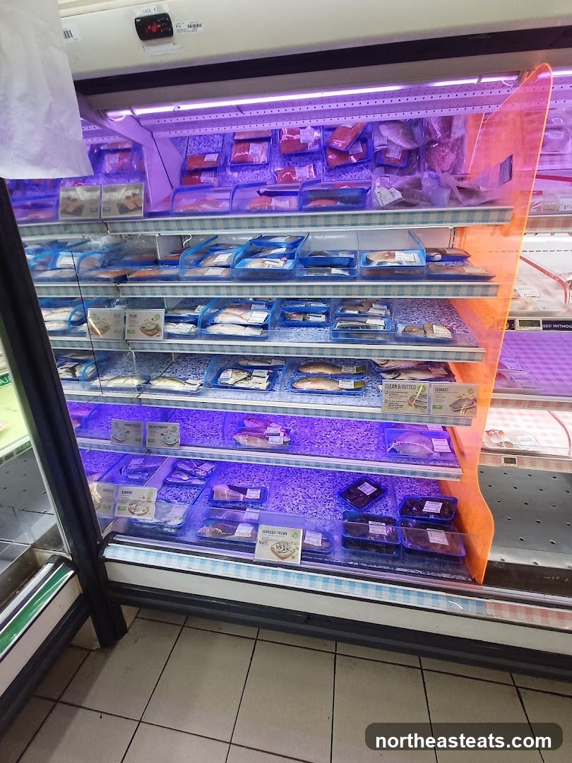 Refrigerated display of seafood