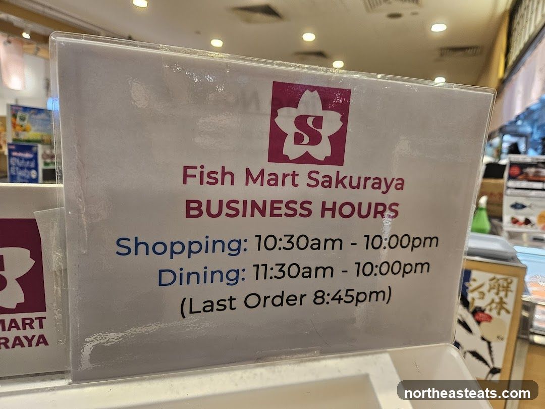 Fish Mart Sakuraya Business Hours Sign