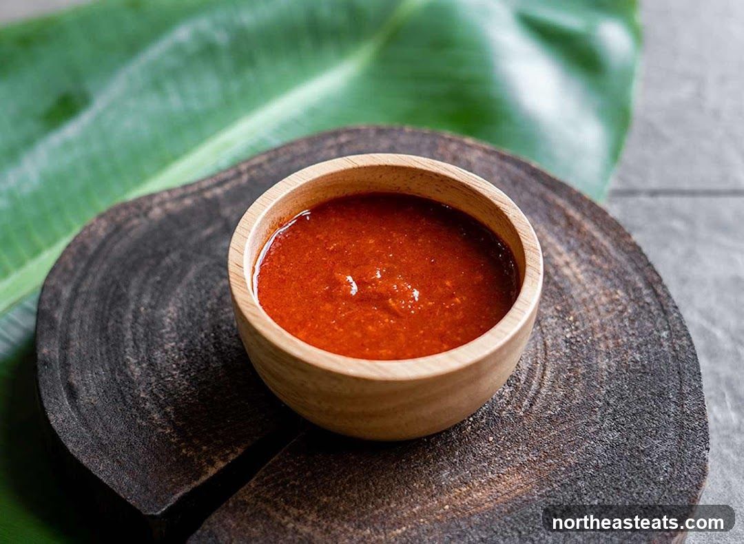 Red Sauce in Wooden Bowl