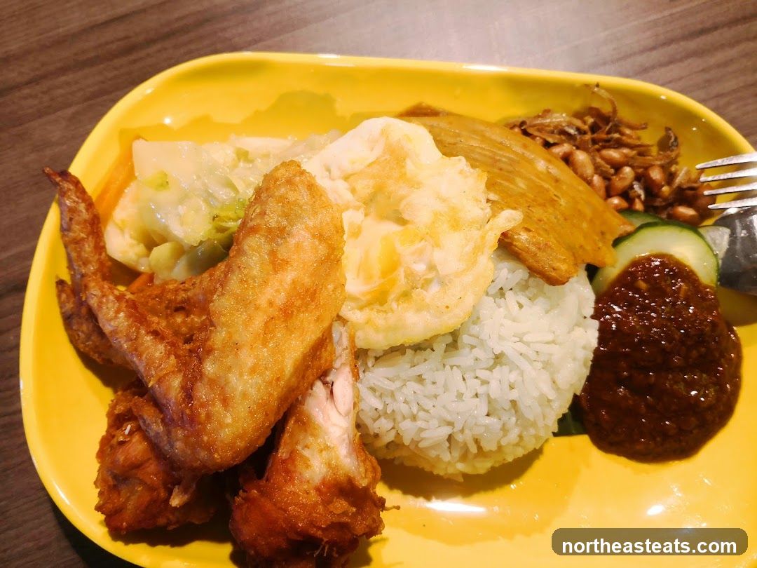Nasi Lemak with Fried Chicken Wings
