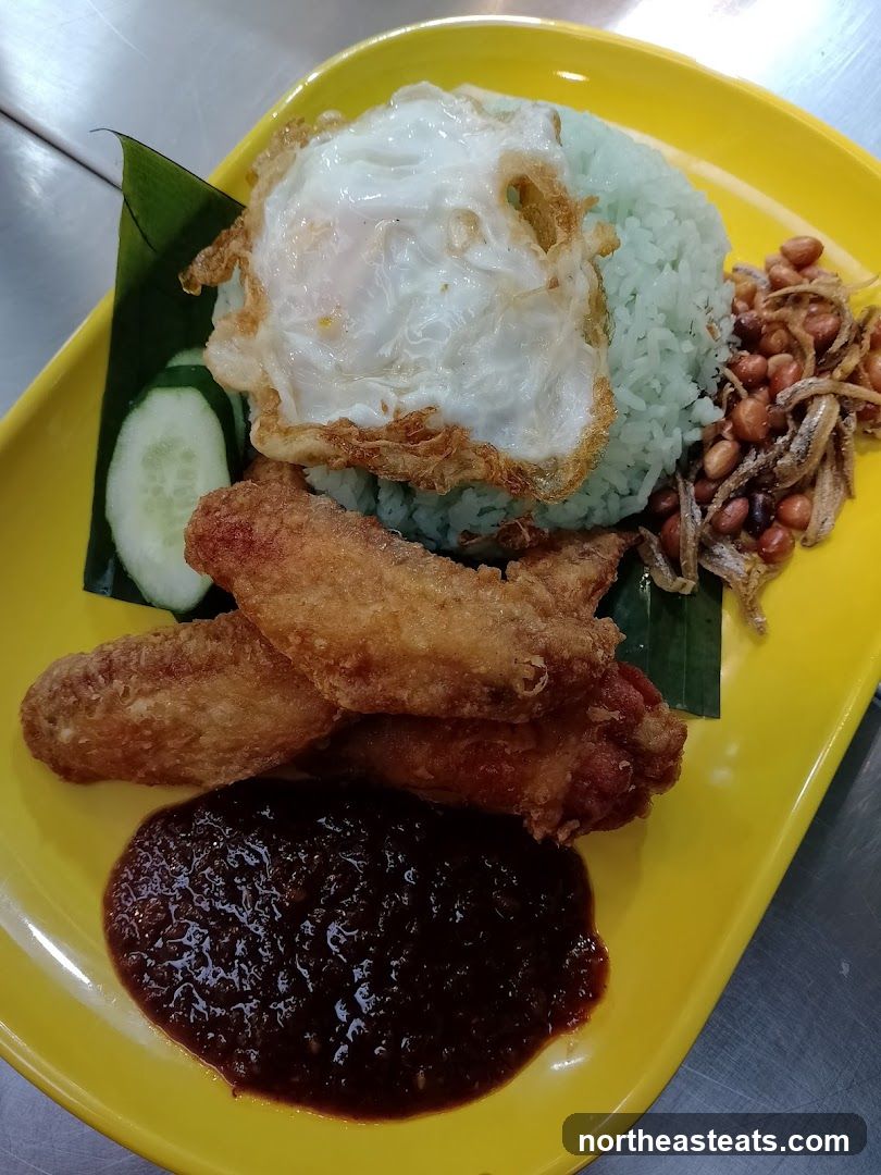 Nasi Lemak with Fried Chicken Wings