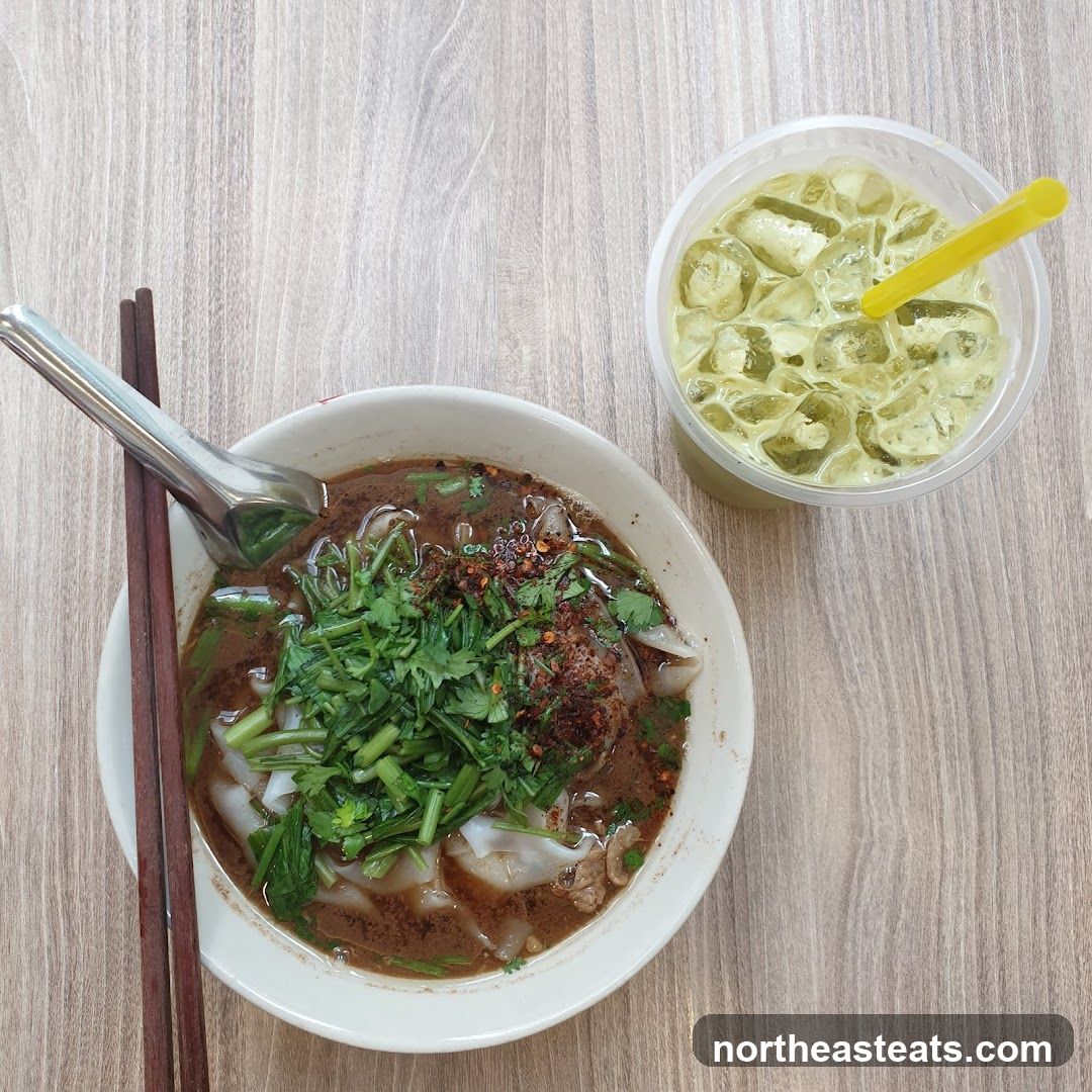 Noodle Soup and Green Drink