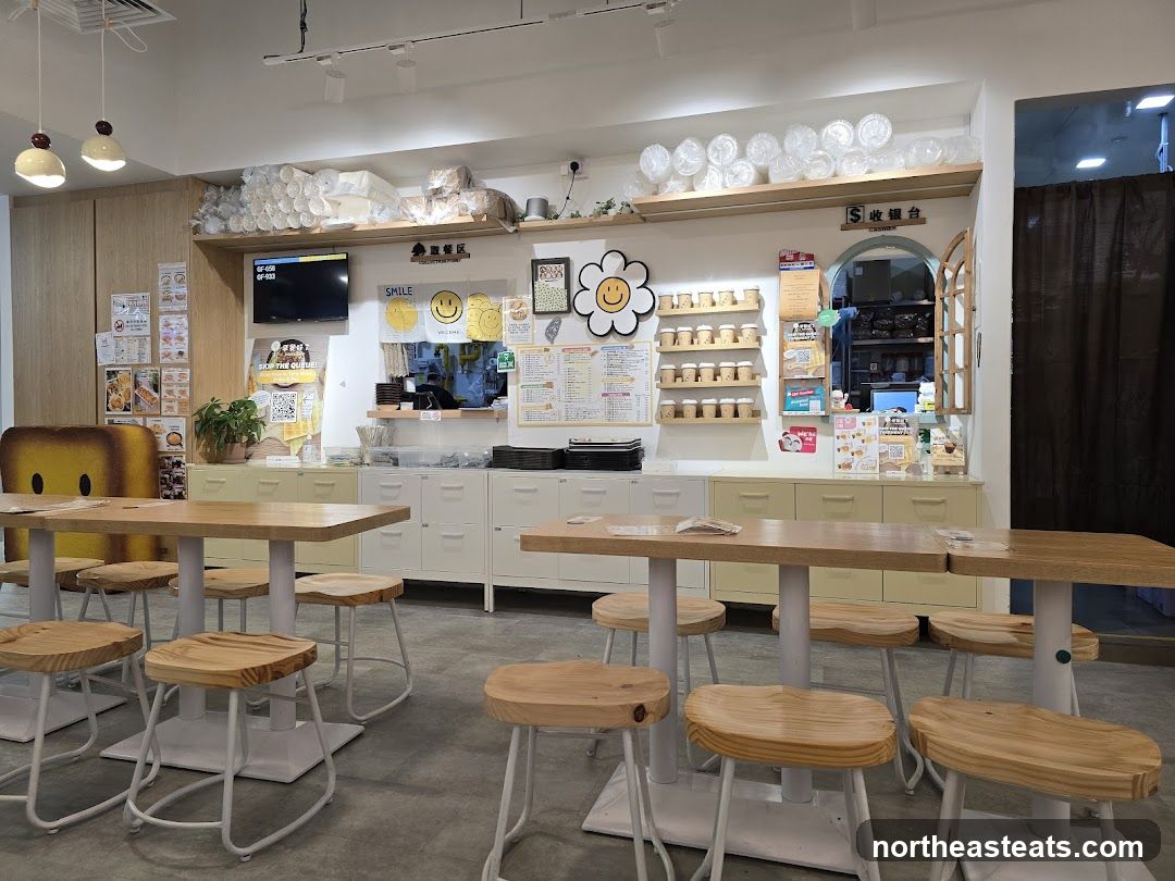 Cafe Interior with Seating and Counter